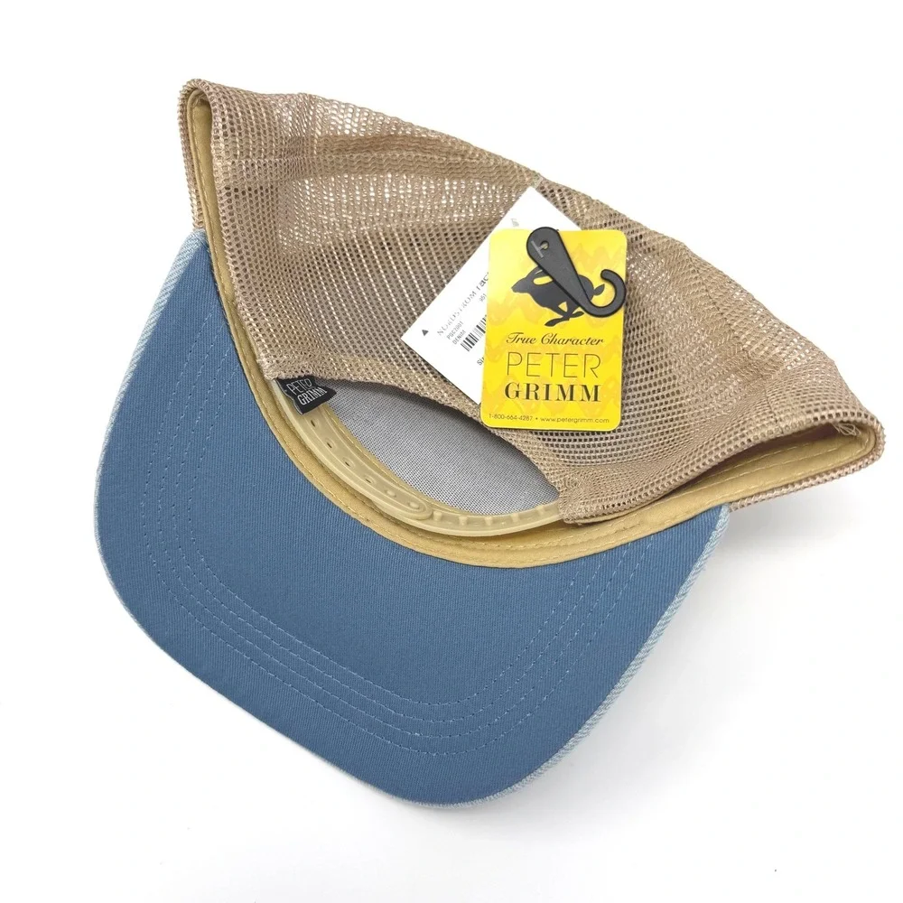 Peter Grimm Trucker Hat Mens OSFM Blue New Peanuts Linus Denim Mesh Snapback Cap